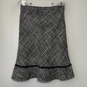Gap Fits Small Black White Tweed Skirt Academia Career Flare School Preppy Y2K